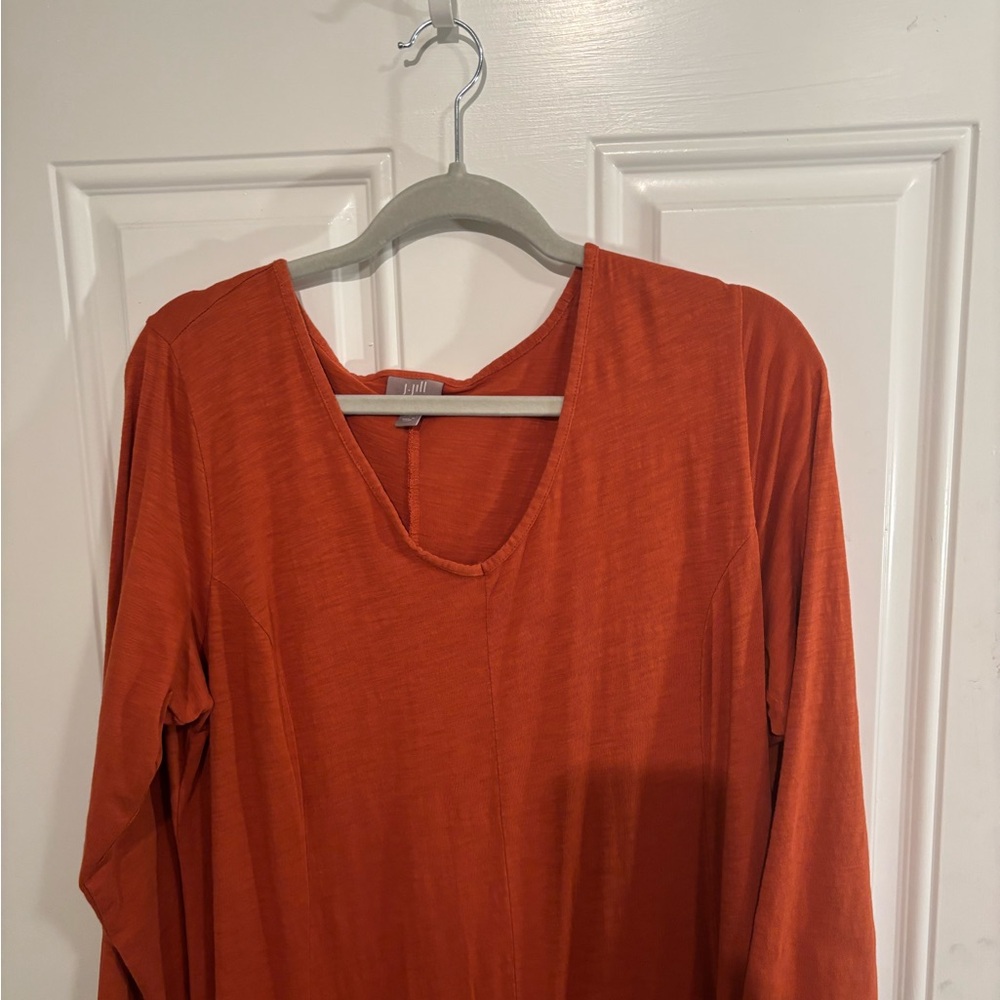 J. Jill Orange Long Sleeve Scoop Neck‎ Dress - Picture 2 of 9